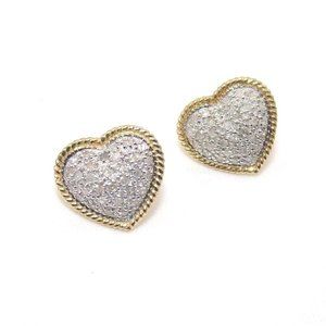 14K Gold Natural Diamond Heart Stud Earrings